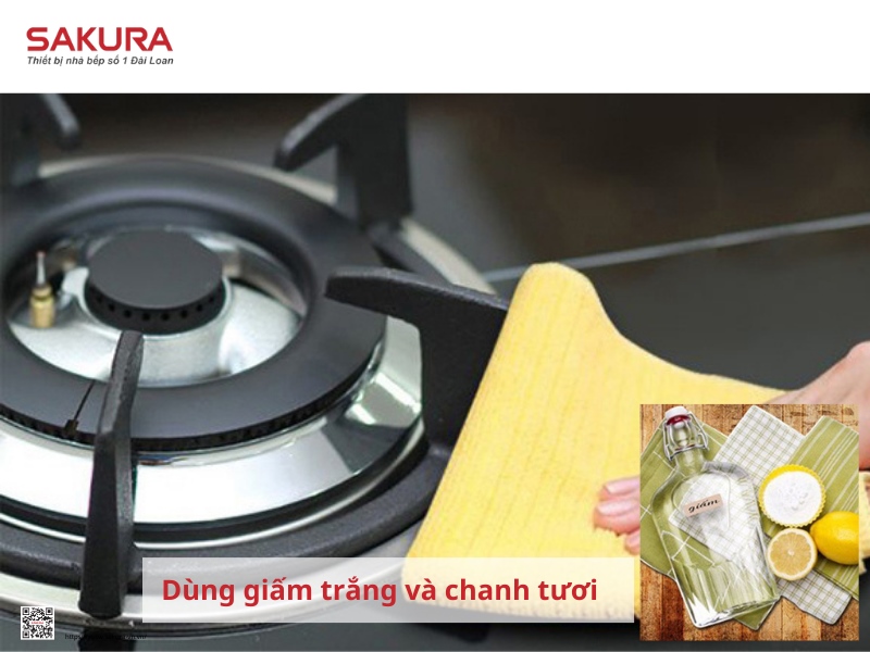 Dùng giấm trắng và chanh tươi để vệ sinh bếp ga