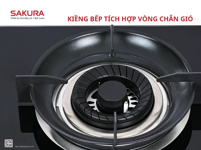 Kiềng bếp tích hợp vòng chắn giớ trên bếp gas SAKURA