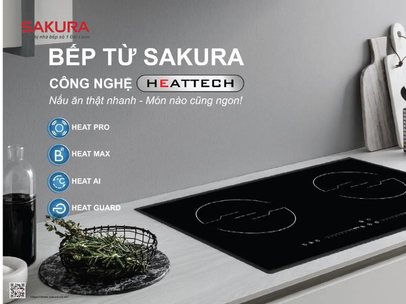 Bếp từ SAKURA có thiết kế sang trọng, hiện đại, được trang bị nhiều công nghệ và tính năng hiện đại