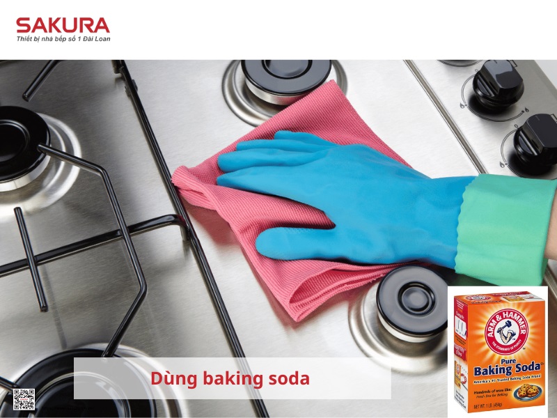 Tẩy vết dầu mỡ trên bếp ga bằng baking soda